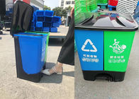 40l Çift Yeşil / Mavi Plastik Çöp Kovaları Geri Dönüşümlü Karton Pedallı Atık